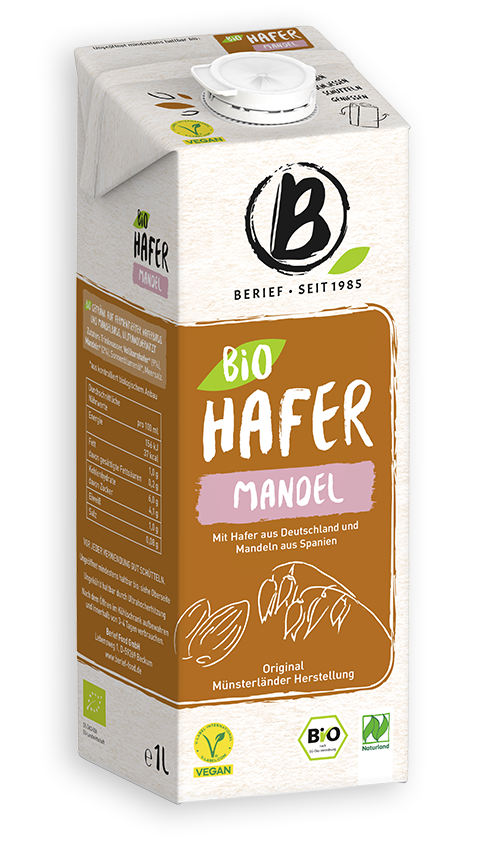 Abbildung der Packung von dem Berief Bio Hafer Mandel Drink