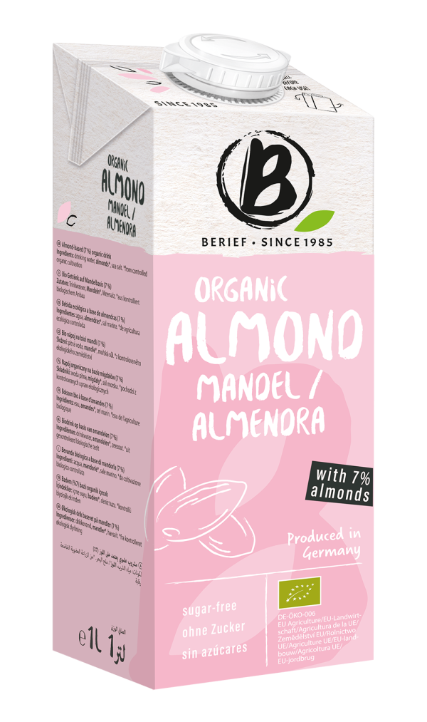organic almond drink internationale Verpackung